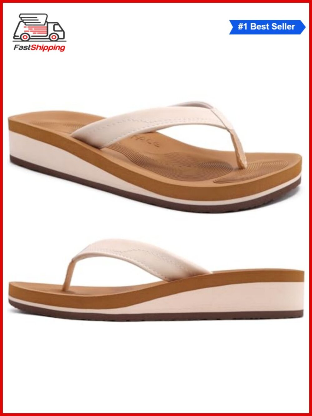Women's Comfortable Arch Support Thong Flip Flops Wedge Platform Sandals
